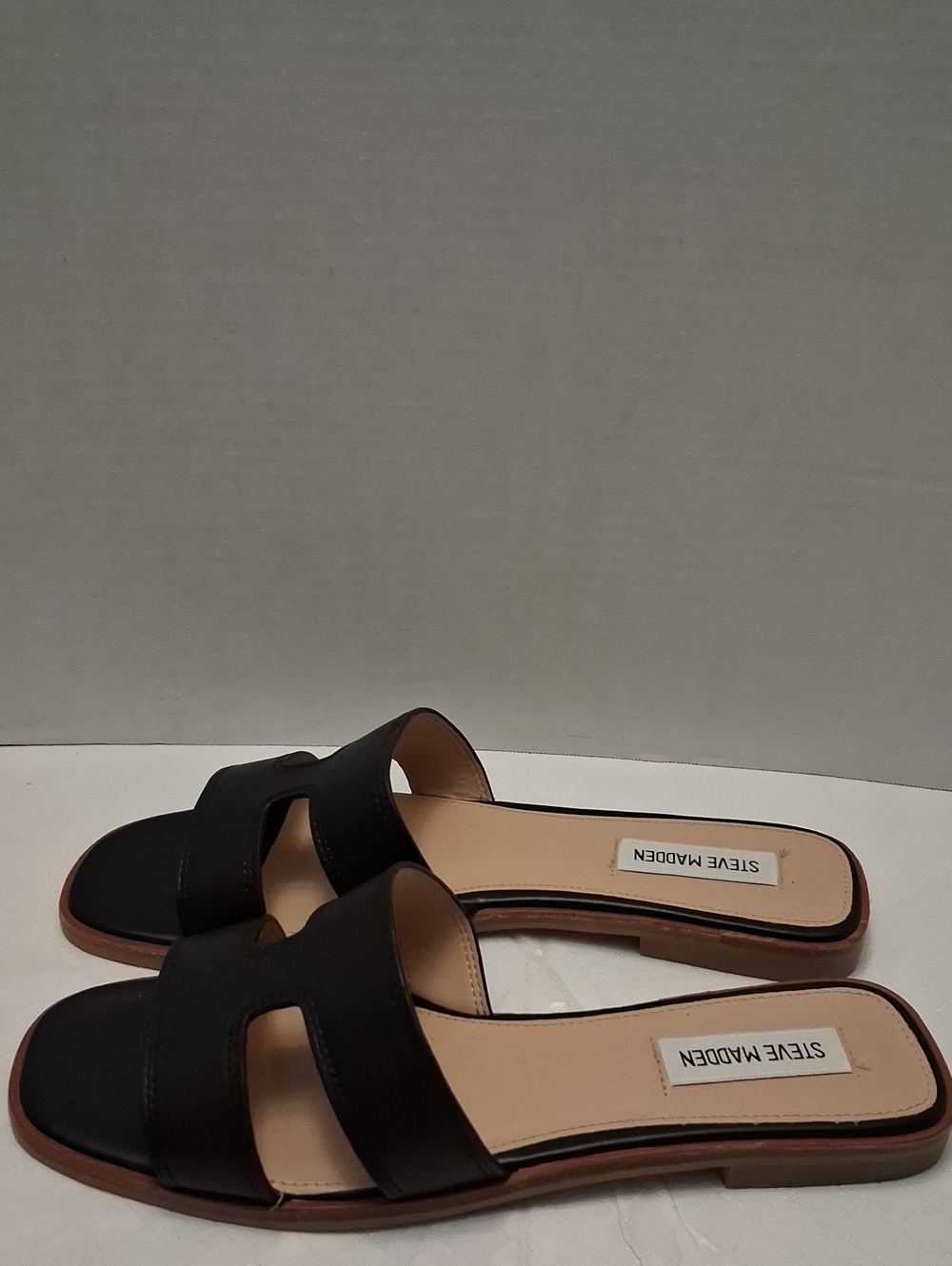 Steve Madden Hazel Size 9 Women's Black Leather Upper Double-Strap Slide/sandals - Picture 6 of 17